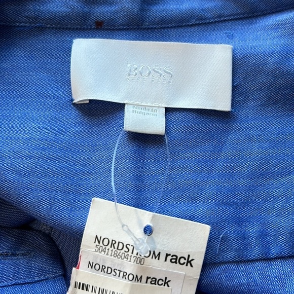 BOSS Hugo Boss Long Sleeve Shirt Dress Button Placket Blue Dust Sz M NEW - Picture 13 of 16